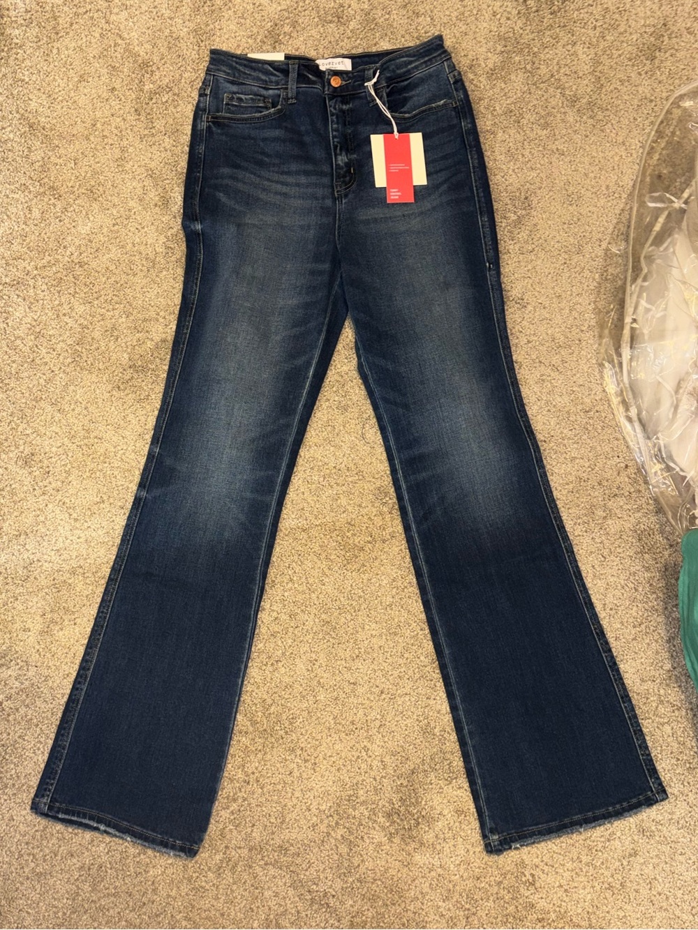 Super High Rise Dark Blue Tummy Control Boot Cut Jeans